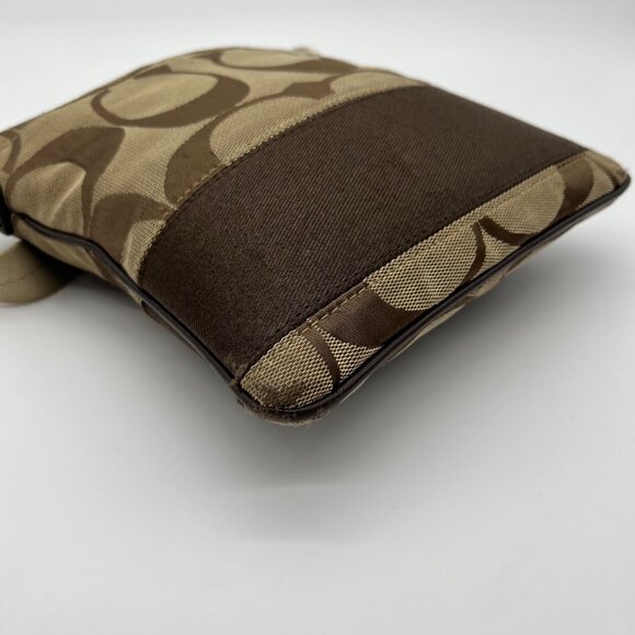 Coach Signature Canvas Tan & Brown Swing Logo Crossbody Bag - Picture 6 of 12